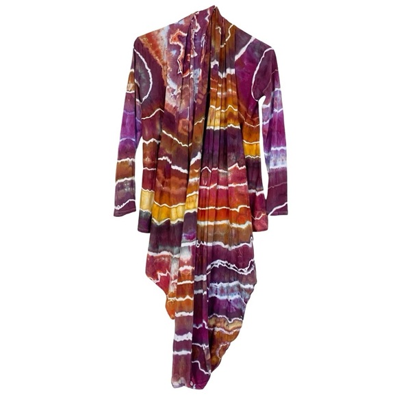 Sundance Geode Tie Dye Wrap Top Cardigan Womens XS Small Cotton Magenta Orange - Picture 3 of 16